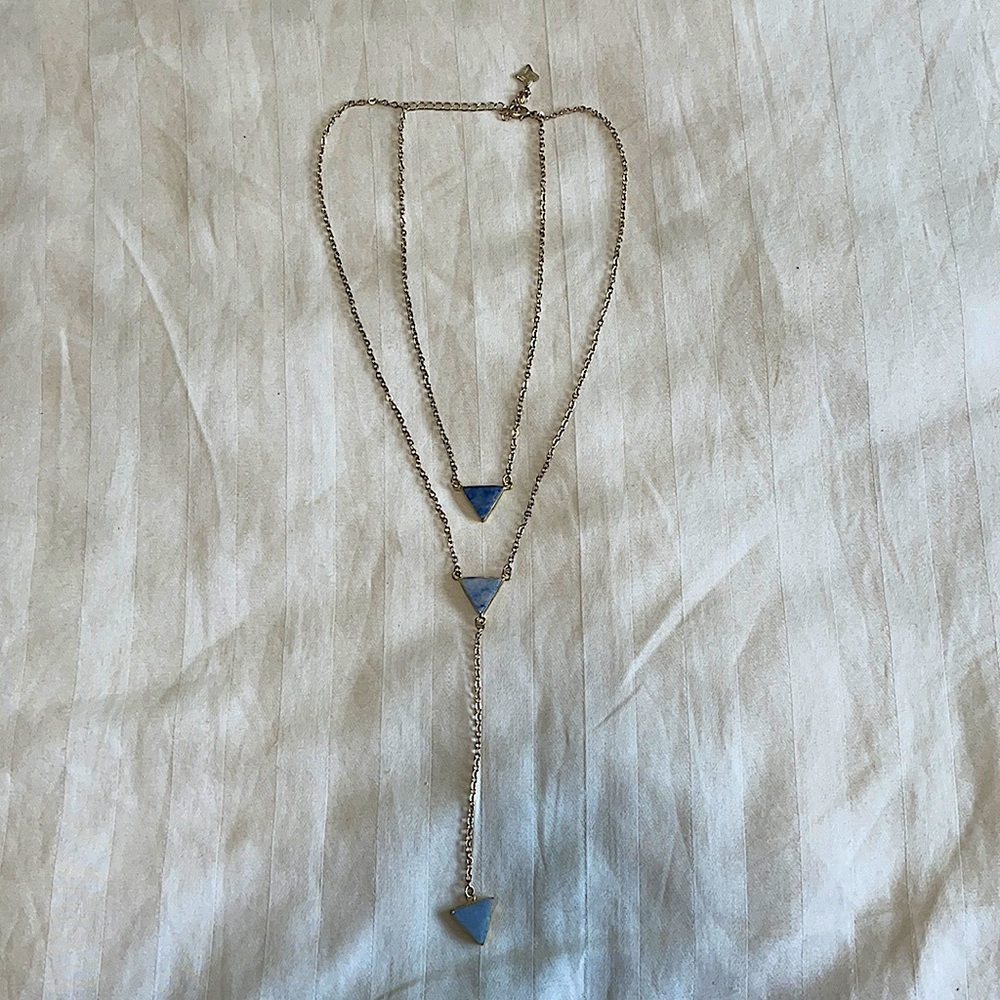 Gold Panacea semiprecious stone layered y-necklace